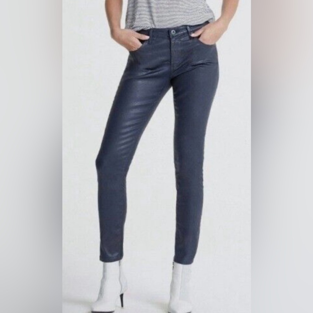 Farrah Skinny Ankle  Shiny Leatherette Denim